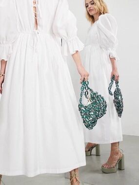 ASOS white puff sleeve dress